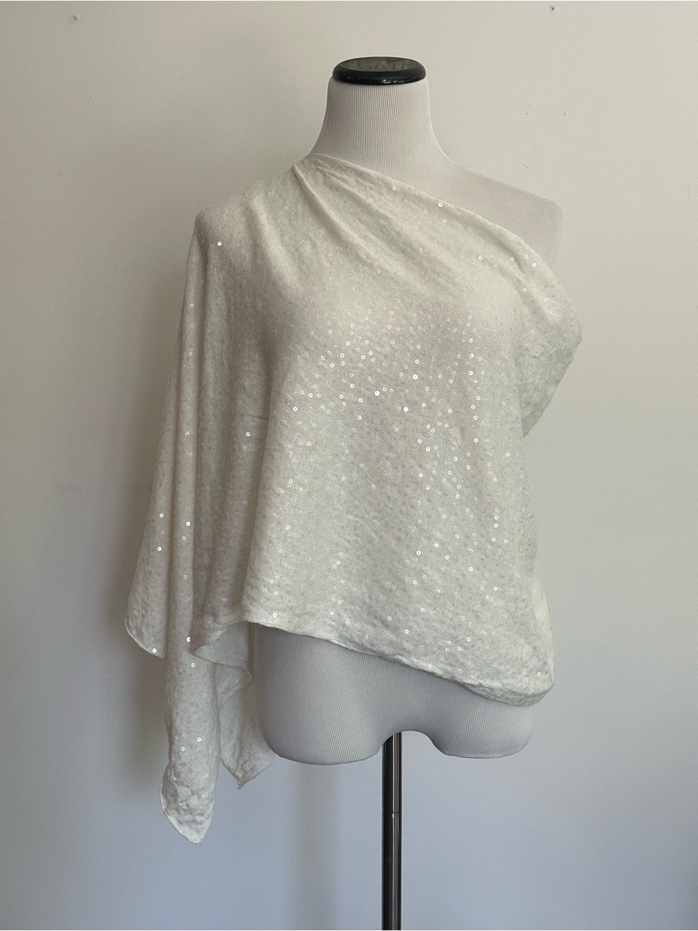 Minnie Rose White Sequin Wrap Scarf